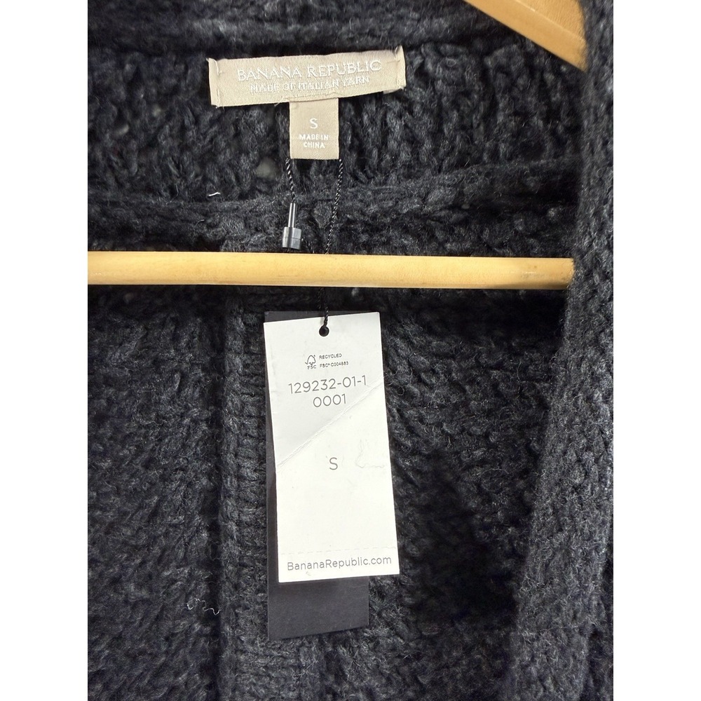 Banana Republic Textured Cocoon Long Cardigan Sweater Gray Wool Blend Size S NWT - Picture 5 of 12